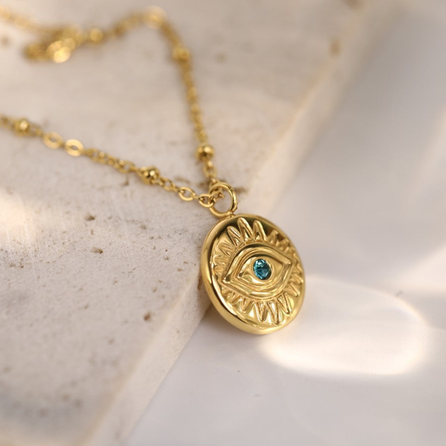 Cadena de clavícula de ojos de diablo de ojos azules de acero de titanio al por mayor